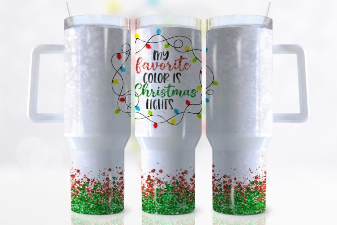 Christmas Lights Custom Stanley Quencher 40Oz Stainless Steel Tumbler With Handle