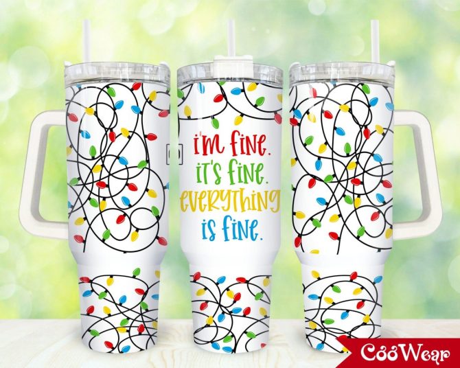 Christmas Lights Custom Stanley Quencher 40Oz Stainless Steel Tumbler With Handle