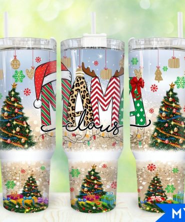 Christmas Mama Claus Custom Stanley Quencher 40Oz Stainless Steel Tumbler With Handle
