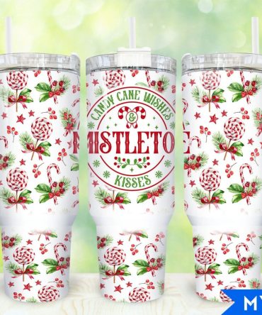 Christmas Mistletoe Custom Stanley Quencher 40Oz Stainless Steel Tumbler With Handle