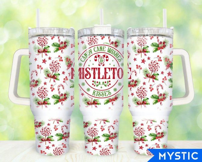 Christmas Mistletoe Custom Stanley Quencher 40Oz Stainless Steel Tumbler With Handle