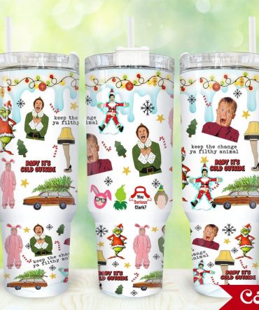Christmas Movies Characters Movies Custom Stanley Quencher 40Oz Stainless Steel Tumbler With Handle