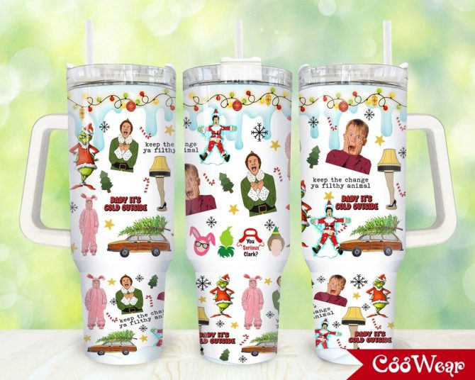 Christmas Movies Characters Movies Custom Stanley Quencher 40Oz Stainless Steel Tumbler With Handle