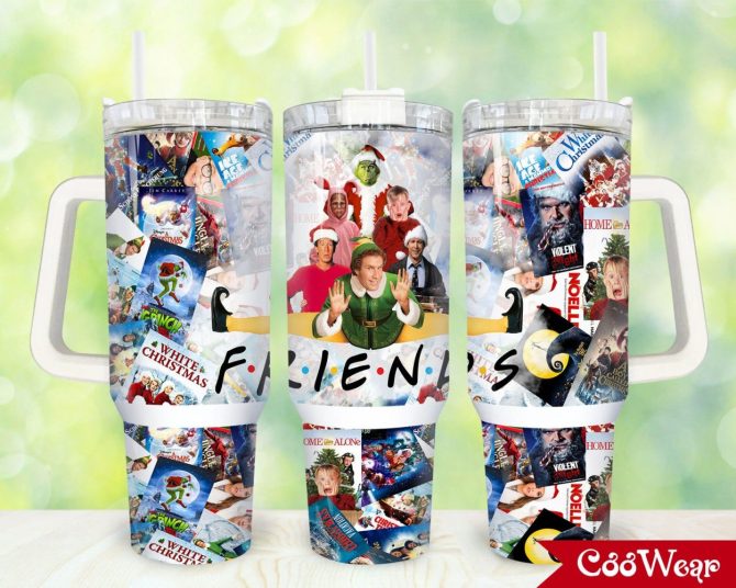 Christmas Movies Friends Movies Custom Stanley Quencher 40Oz Stainless Steel Tumbler With Handle