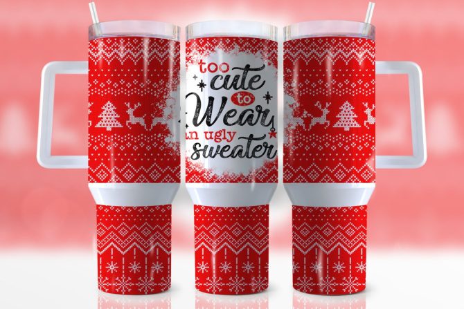 Christmas Pattern Custom Stanley Quencher 40Oz Stainless Steel Tumbler With Handle