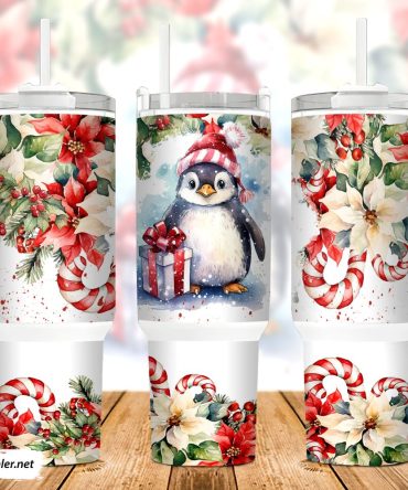 Christmas Penguin Custom Stanley Quencher 40Oz Stainless Steel Tumbler With Handle