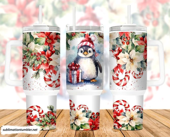 Christmas Penguin Custom Stanley Quencher 40Oz Stainless Steel Tumbler With Handle