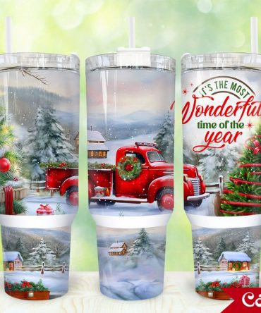 Christmas Red Truck Custom Stanley Quencher 40Oz Stainless Steel Tumbler With Handle
