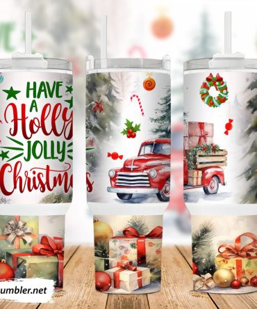 Christmas Red Truck Custom Stanley Quencher 40Oz Stainless Steel Tumbler With Handle