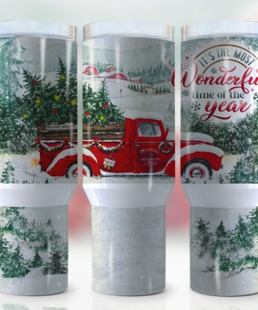 Christmas Red Truck Custom Stanley Quencher 40Oz Stainless Steel Tumbler With Handle