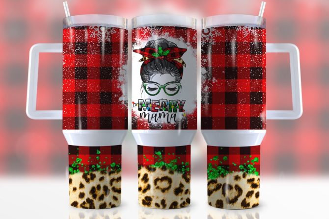 Christmas Retro Mama Custom Stanley Quencher 40Oz Stainless Steel Tumbler With Handle