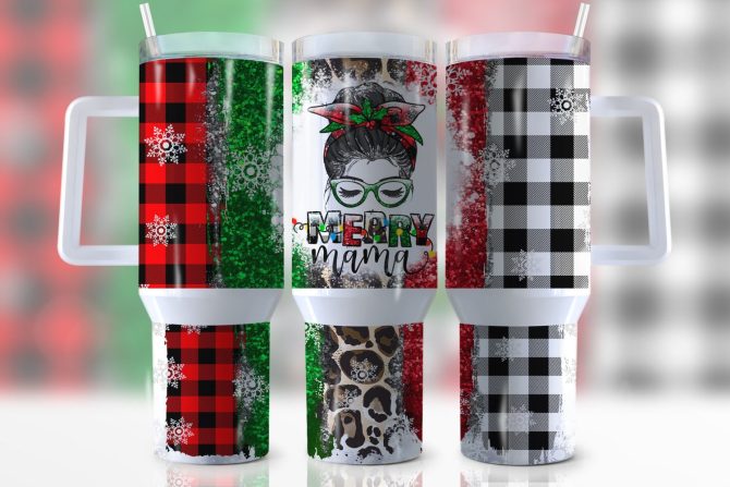 Christmas Retro Mama Custom Stanley Quencher 40Oz Stainless Steel Tumbler With Handle