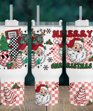 Christmas Retro Santa Claus Custom Stanley Quencher 40Oz Stainless Steel Tumbler With Handle