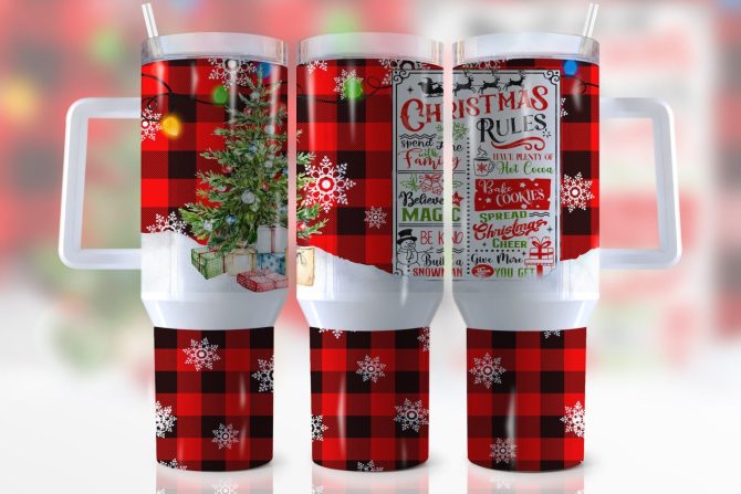 Christmas Rules Custom Stanley Quencher 40Oz Stainless Steel Tumbler With Handle