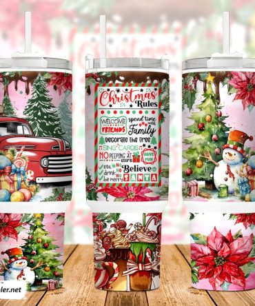 Christmas Rules Custom Stanley Quencher 40Oz Stainless Steel Tumbler With Handle