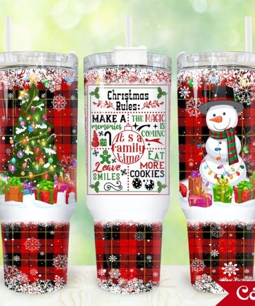 Christmas Rules Custom Stanley Quencher 40Oz Stainless Steel Tumbler With Handle