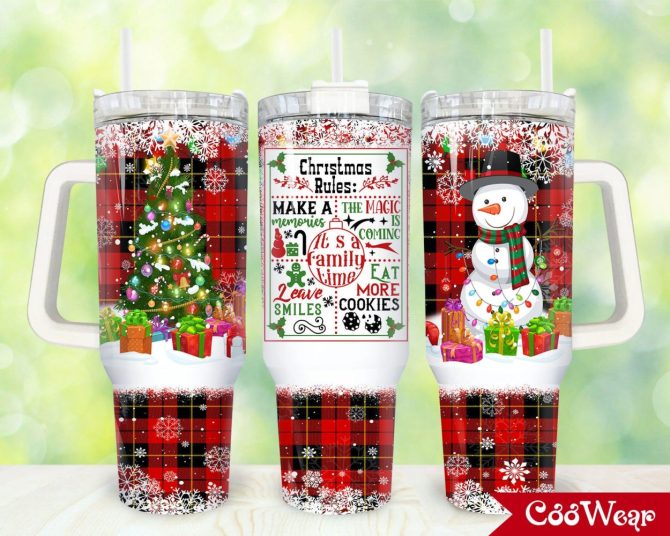 Christmas Rules Custom Stanley Quencher 40Oz Stainless Steel Tumbler With Handle