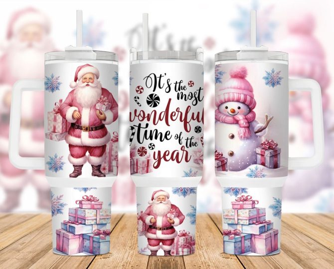 Christmas Santa Claus Custom Stanley Quencher 40Oz Stainless Steel Tumbler With Handle