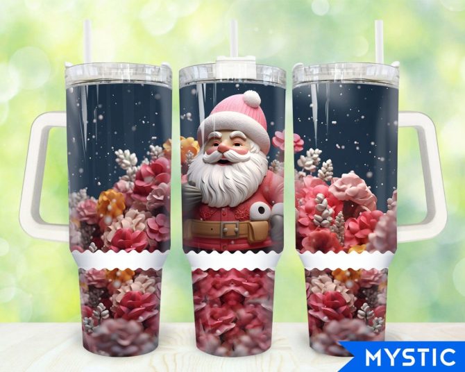 Christmas Santa Claus Custom Stanley Quencher 40Oz Stainless Steel Tumbler With Handle