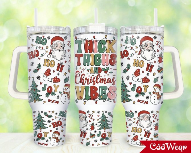 Christmas Santa Claus Custom Stanley Quencher 40Oz Stainless Steel Tumbler With Handle