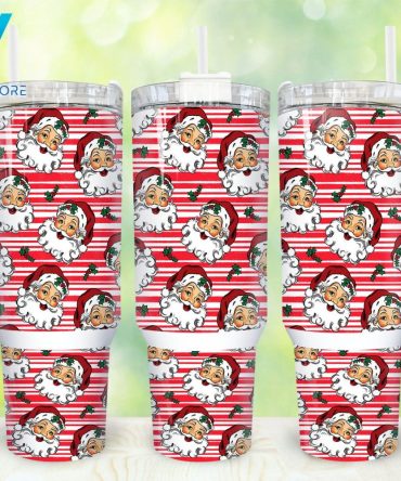Christmas Santa Claus Custom Stanley Quencher 40Oz Stainless Steel Tumbler With Handle