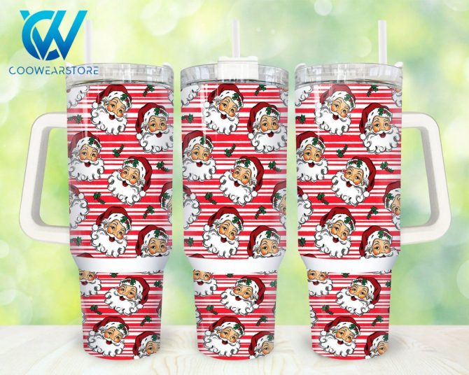 Christmas Santa Claus Custom Stanley Quencher 40Oz Stainless Steel Tumbler With Handle