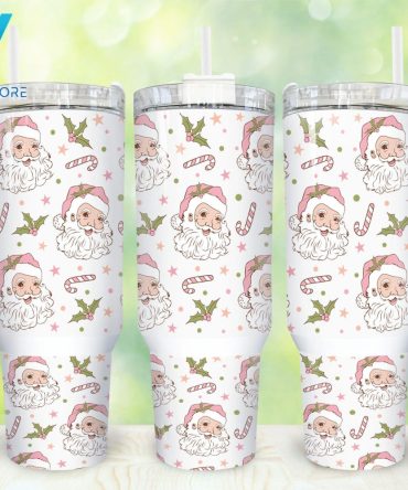 Christmas Santa Claus Custom Stanley Quencher 40Oz Stainless Steel Tumbler With Handle