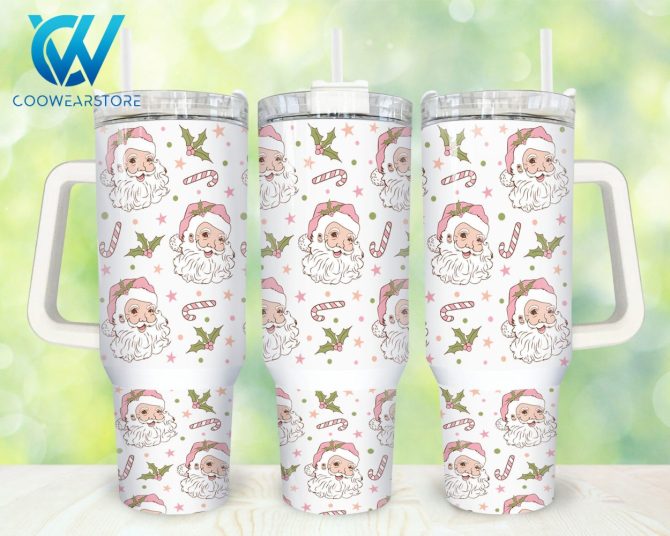 Christmas Santa Claus Custom Stanley Quencher 40Oz Stainless Steel Tumbler With Handle