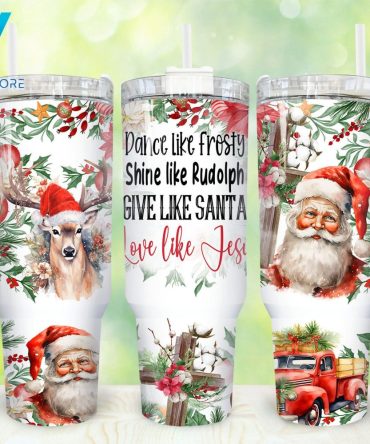 Christmas Santa Claus Custom Stanley Quencher 40Oz Stainless Steel Tumbler With Handle