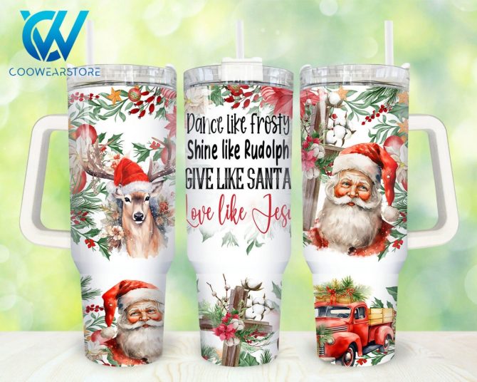 Christmas Santa Claus Custom Stanley Quencher 40Oz Stainless Steel Tumbler With Handle