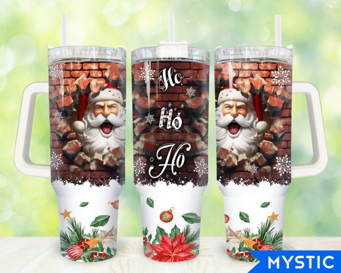 Christmas Santa Claus Custom Stanley Quencher 40Oz Stainless Steel Tumbler With Handle