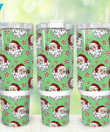 Christmas Santa Claus Custom Stanley Quencher 40Oz Stainless Steel Tumbler With Handle