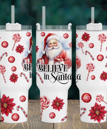 Christmas Santa Claus Custom Stanley Quencher 40Oz Stainless Steel Tumbler With Handle