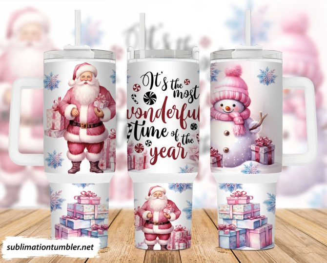 Christmas Santa Claus Custom Stanley Quencher 40Oz Stainless Steel Tumbler With Handle
