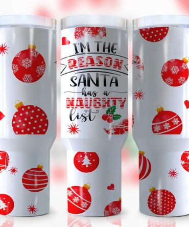 Christmas Santa Naughty List Custom Stanley Quencher 40Oz Stainless Steel Tumbler With Handle