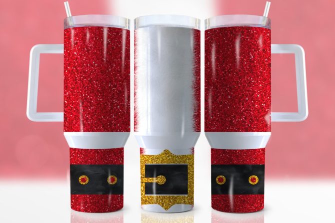 Christmas Santa Suit Custom Stanley Quencher 40Oz Stainless Steel Tumbler With Handle