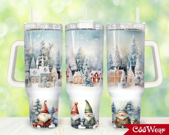 Christmas Scene Custom Stanley Quencher 40Oz Stainless Steel Tumbler With Handle