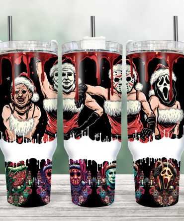 Christmas Serial Killers Horror Movies Custom Stanley Quencher 40Oz Stainless Steel Tumbler With Handle
