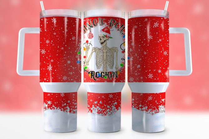 Christmas Skeleton Custom Stanley Quencher 40Oz Stainless Steel Tumbler With Handle