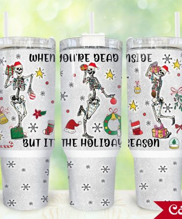 Christmas Skeleton Custom Stanley Quencher 40Oz Stainless Steel Tumbler With Handle