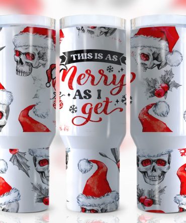 Christmas Skull Custom Stanley Quencher 40Oz Stainless Steel Tumbler With Handle