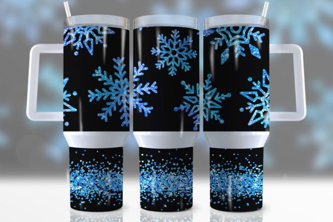 Christmas Snowflake Custom Stanley Quencher 40Oz Stainless Steel Tumbler With Handle