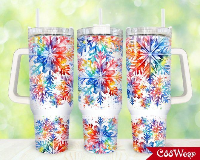 Christmas Snowflakes Custom Stanley Quencher 40Oz Stainless Steel Tumbler With Handle
