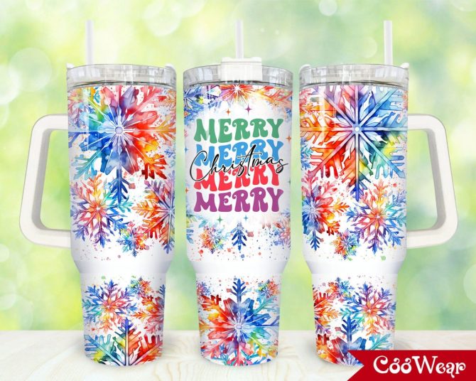 Christmas Snowflakes Custom Stanley Quencher 40Oz Stainless Steel Tumbler With Handle
