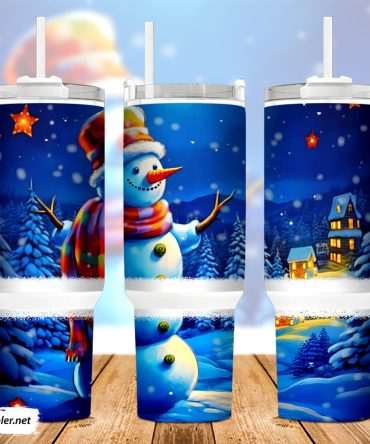 Christmas Snowman Custom Stanley Quencher 40Oz Stainless Steel Tumbler With Handle