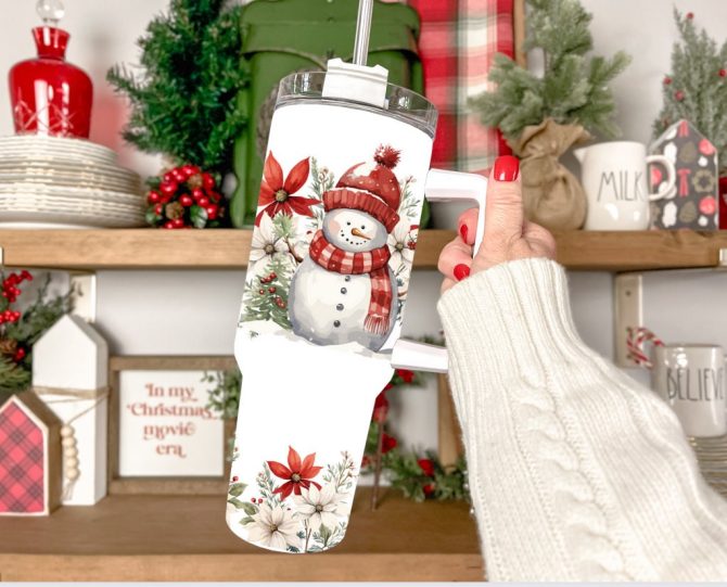 Christmas Snowman Custom Stanley Quencher 40Oz Stainless Steel Tumbler With Handle - Image 2