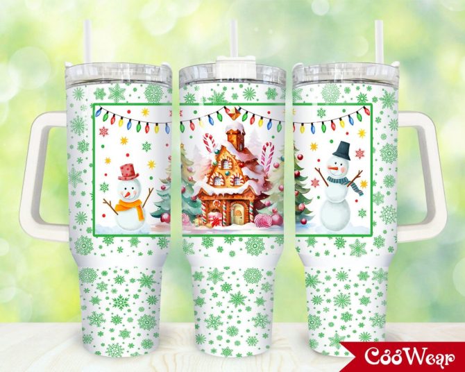Christmas Snowman Custom Stanley Quencher 40Oz Stainless Steel Tumbler With Handle