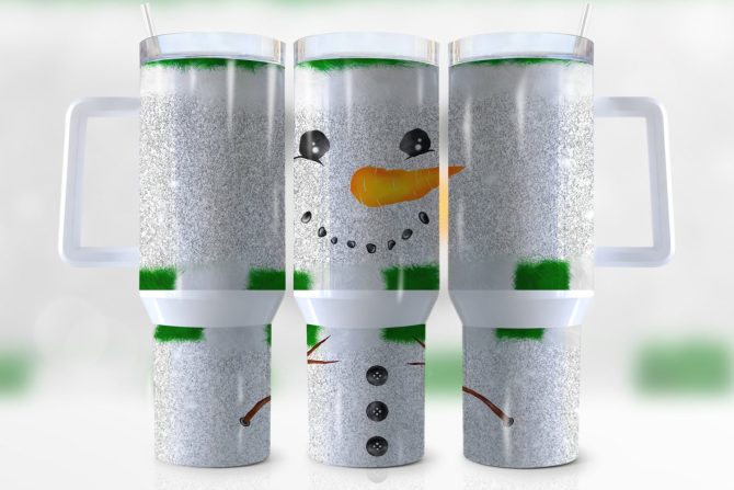 Christmas Snowman Custom Stanley Quencher 40Oz Stainless Steel Tumbler With Handle