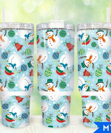 Christmas Snowman Custom Stanley Quencher 40Oz Stainless Steel Tumbler With Handle