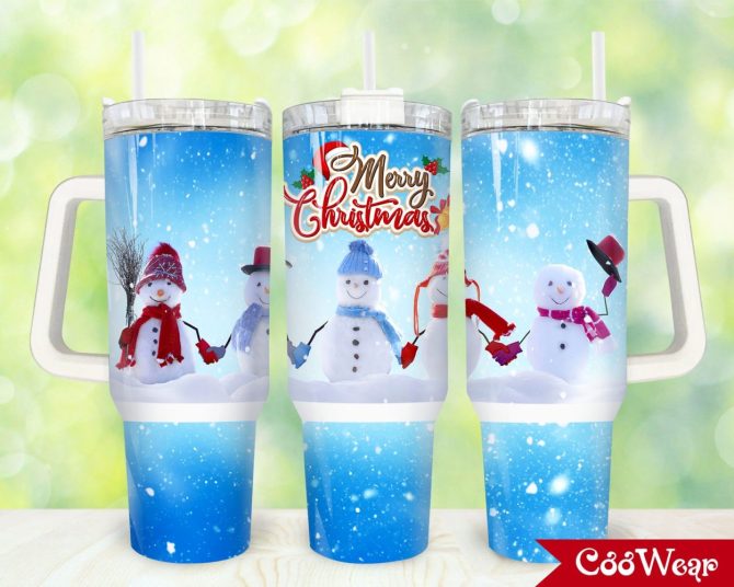 Christmas Snowman Custom Stanley Quencher 40Oz Stainless Steel Tumbler With Handle